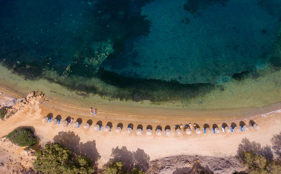 Aerial view from Limnionas Beach in Kefalos, Kos