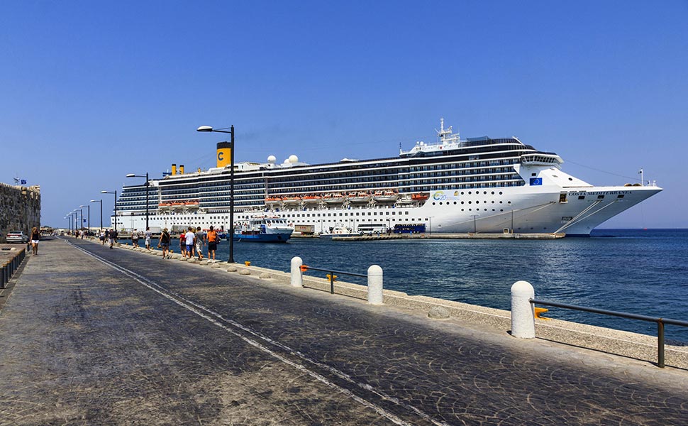Cruise ship moored in the port of Kos