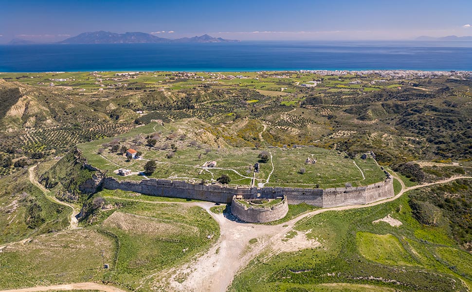 Panoramic view of Antimachia castle in Kos