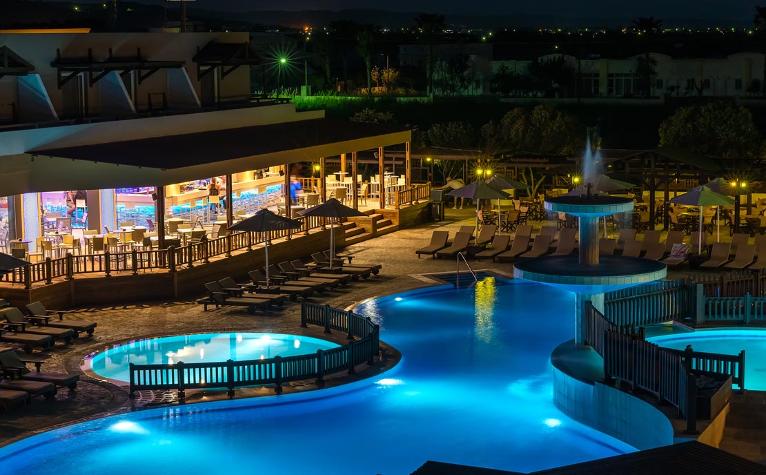 Spectacular night view of Gaia Village Hotel