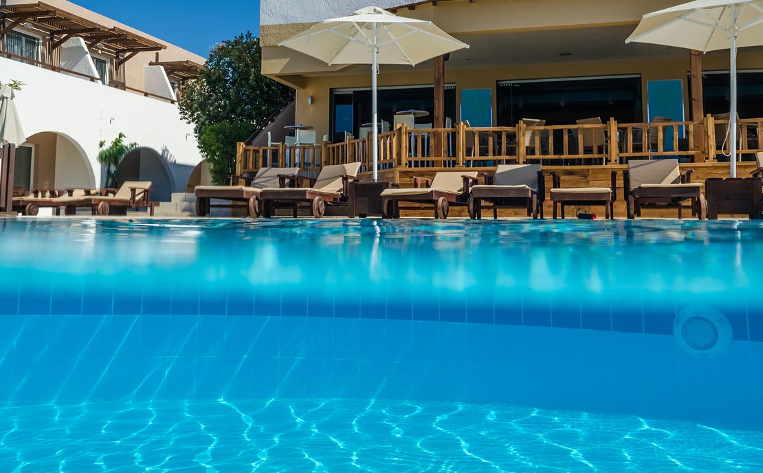 Underwater view of Main Pool at Gaia Village Hotel
