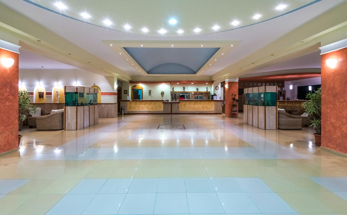 Main entrance, reception of Gaia Village Hotel