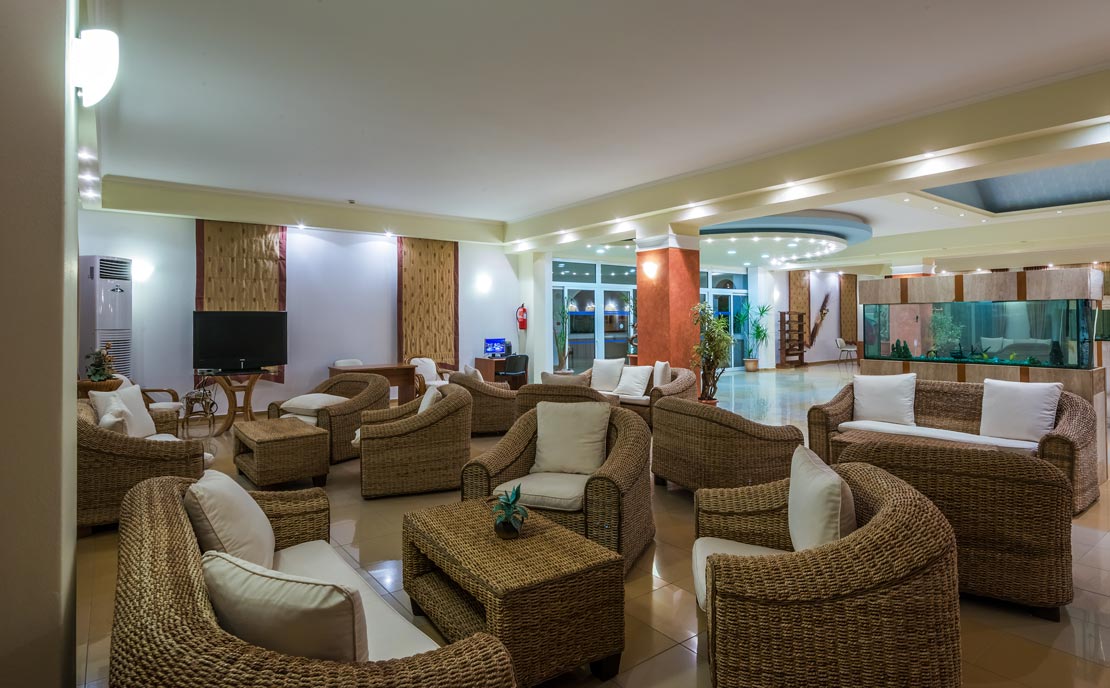 Lobby reception at Gaia Village Hotel